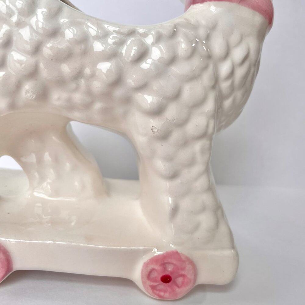 Vintage Japan Ceramic Lamb Planter Vase White Pink Nursery - Picture 14 of 15